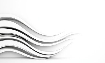 A minimalist, flowing white wave design against a blank background. 