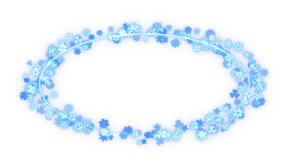 Blue, glittering flowers' wreath. 3d rendering.