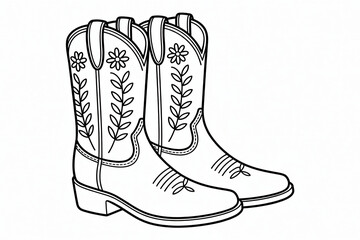 Pair of cowboy boots with floral embroidery footwear