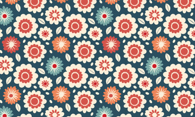 Seamless Folk Floral Pattern with Scandinavian and Mexican Influence