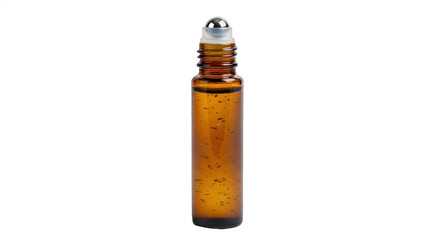 Amber Glass Roller Bottle with Roller Ball Cap Filled with Liquid for Essential Oils, Perfumes, or Aromatherapy Applications