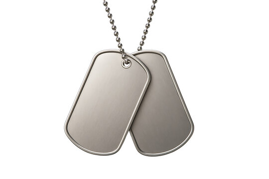 Military dog tags isolated on transparent background