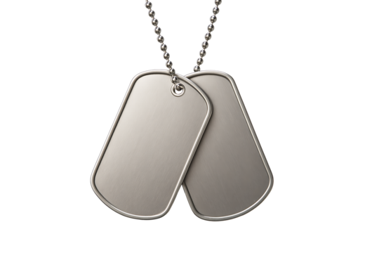 Military dog tags isolated on transparent background