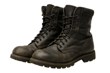 Military boots isolated on transparent background