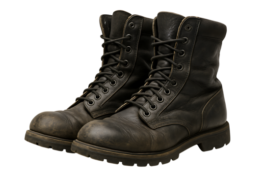 Military boots isolated on transparent background