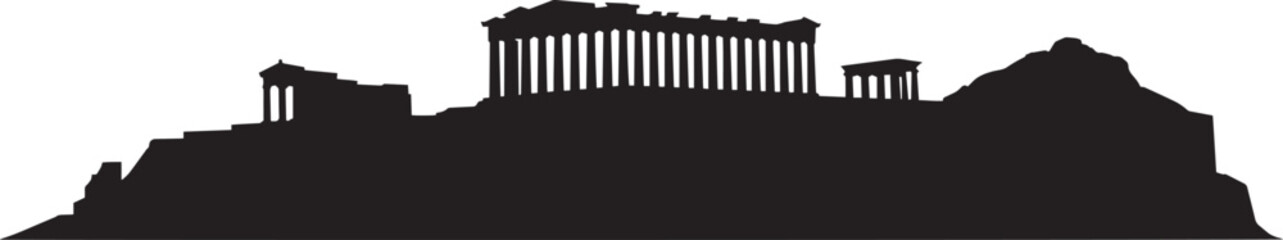 Athens Silhouette Skyline Vector Illustration Greece Landmark Ancient Architecture Travel Destination