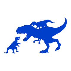 T-Rex 2 Raptor Team Velociraptor Tyrannosaurus Attacking Fighting Silhouette