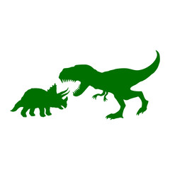 T-Rex Triceratops Tyrannosaurus Attacking Fighting 2 Horns