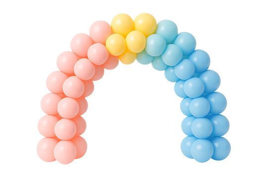 Pastel color balloon arch isolated on transparent background