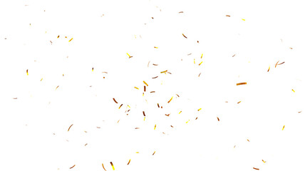 Obraz premium Elegant gold confetti background. Golden glitter dust particles confetti on transparent background. PNG Gold confetti effect, transparent background. 