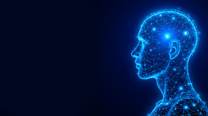 Leuchtende Netzwerkstruktur eines digitalen Menschen – Cyber Wallpaper Design – Futuristisches Hintergrund