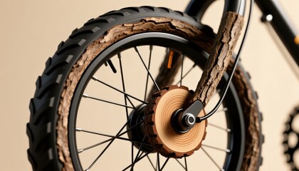 Innovative wooden bike wheels urban environment product showcase unique design