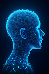 Digitale Schaltkreis-Humanität im Profil – Cyber Wallpaper Design – Futuristisches Hintergrund