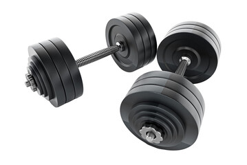 Dumbell on transparent background. 3D illustration