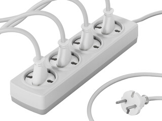 Electric plug  on transparent background. 3D illustration