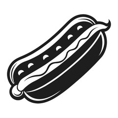 Retro Hot Dog Vector Graphic Featuring Mustard and Bun Details in Black and White