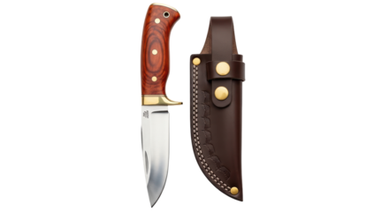 Isolated hunting knife with sheath