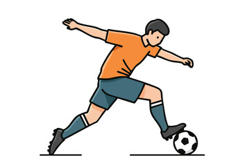 A dynamic illustration of a soccer player in action, radiating energy and teamwork. Bold colors and a clean style make this image ideal for sports, fitness, and motivational content.