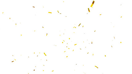 3d render of Gold confetti flying for celebrate isolated on transparent background. gold confetti isolated, celebrate, celebration, decoration, overlay, effect, surprise, party, holiday,