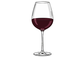 A sophisticated glass of red wine in a stemmed glass, showcasing elegance and richness. Perfect for lifestyle, food, and beverage themes. Clean, modern illustration.