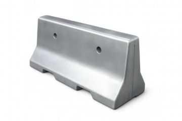 Grey concrete jersey barrier resting on a transparent background, serving as an effective tool for traffic control and enhancing safety measures