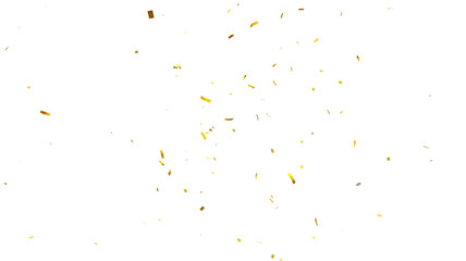 3d render of Gold confetti flying for celebrate isolated on transparent background. gold confetti isolated, celebrate, celebration, decoration, overlay, effect, surprise, party, holiday,