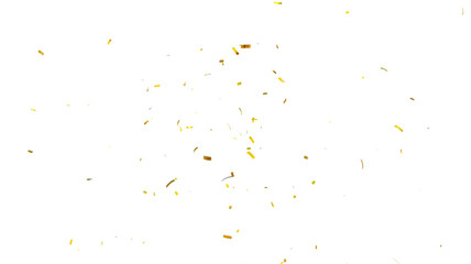 3d render of Gold confetti flying for celebrate isolated on transparent background. gold confetti isolated, celebrate, celebration, decoration, overlay, effect, surprise, party, holiday,