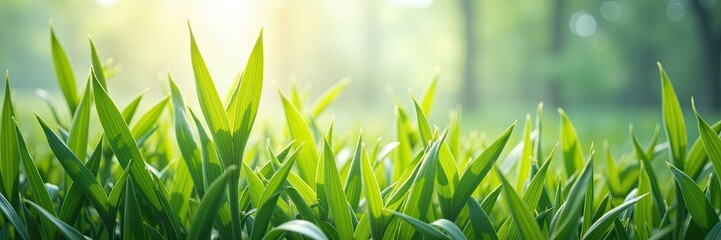 Obraz premium Close-up view of vibrant green grass blades.