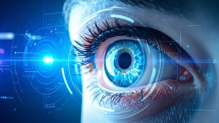 Human Eye with Futuristic Technology Interface Overlay - Powered by Adobe