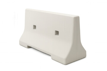 White traffic barrier blocking road path, preventing vehicle movement on isolated surface