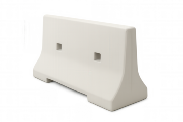 White traffic barrier blocking road path, preventing vehicle movement on isolated surface