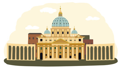 Obraz premium The Vatican, Rome, Italy. Travel vector illustration of a famous landmark