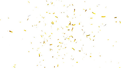 gold confetti explosion on black background, Gold confetti that floats down on transparent background. 3d render of Gold confetti flying for celebrate.