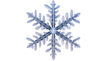 Snowflake PNG, Realistic Winter Ice Crystal, Transparent Background, Seasonal Holiday and Christmas Decoration