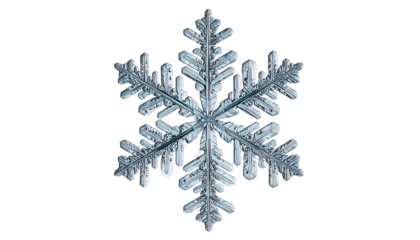 Snowflake PNG, Realistic Winter Ice Crystal, Transparent Background, Seasonal Holiday and Christmas Decoration
