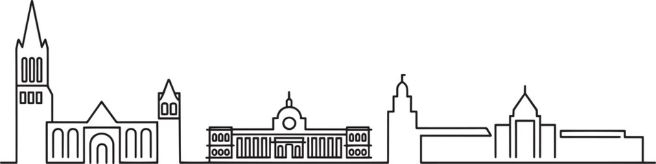 Detailed Edmonton Skyline Outline Vector Illustration of Famous Landmarks and Buildings