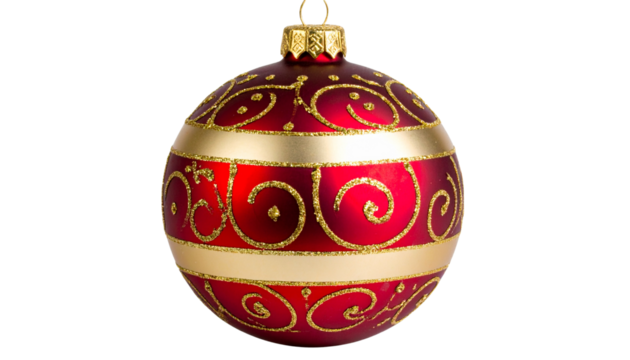 Red Christmas Ball PNG, Realistic Holiday Ornament, Transparent Background, Festive Decoration for Christmas Tree