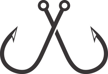 fishing hook icon set.Hook of different shapes for fish on a white background.Design element for poster, card, banner,emblem, sign. Vector illustration.