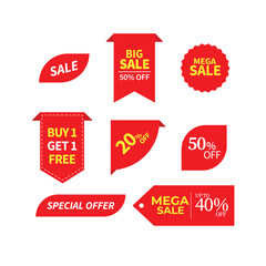 Sale and Discount Tag Set Vector Illustration. Discount Offer Concept Design