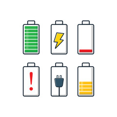 Battery Icon Set Concept Vector Illustration