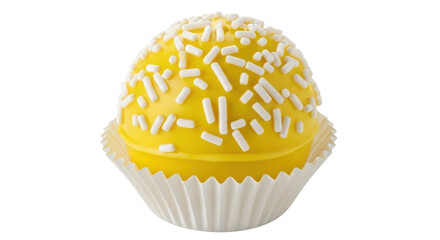 Isolated yellow cake ball with sprinkles