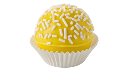 Isolated yellow cake ball with sprinkles