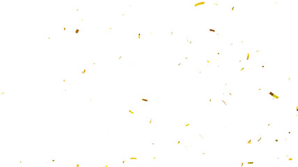 Confetti partical isolated background. 3d Rendering Transparent Confetti. 3d render of Spiral Gold confetti flying. Golden Confetti Transparent Background. Gold Confeti Failling White Background