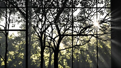 sunset in the forest