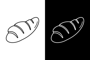 Croissant icon. Long bread. Bread icon. Black and white image. Black icon. Silhouette. Liner style bread icon