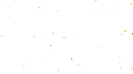 Fototapeta premium Confetti partical isolated background. 3d Rendering Transparent Confetti. 3d render of Spiral Gold confetti flying. Golden Confetti Transparent Background. Gold Confeti Failling White Background