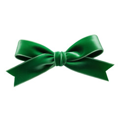Green Velvet Ribbon Bow Isolated on Black fabric