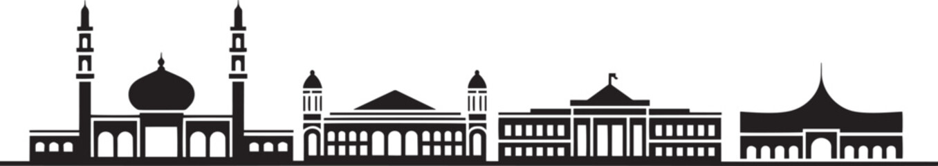 Kuala Lumpur Skyline Silhouette Outline Malaysia City Landmark Architecture Travel