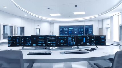 Futuristic Control Room: Data Monitoring and Analysis Center - Powered by Adobe
