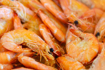 Bright and appetizing photo of multiple cooked shrimp ready to serve